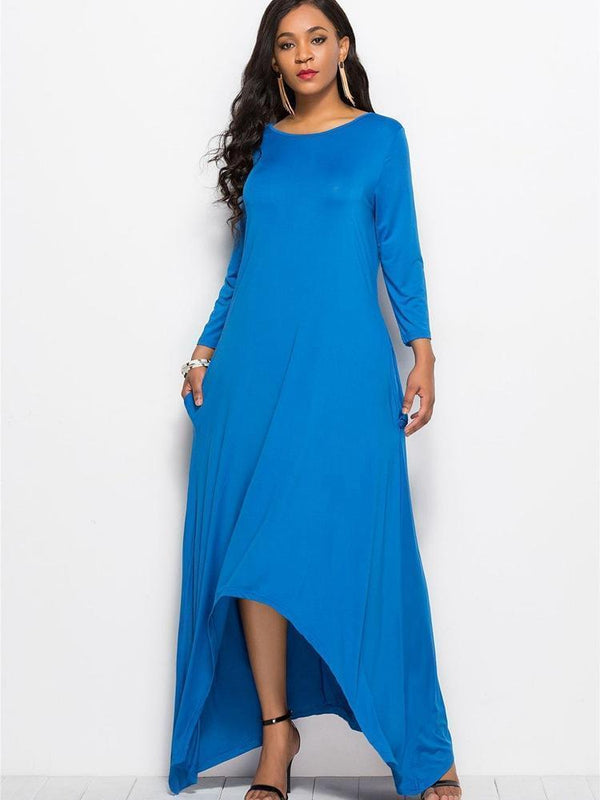 Long Sleeve Asymmetrical Women Loose Plus Size Dress