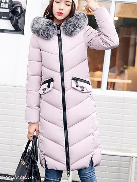 Women Hooded Quilted Longline Pocket Padded Coat