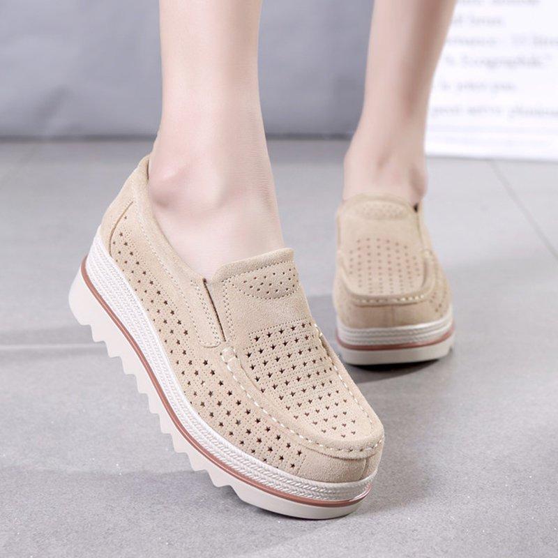 Women Flocking Creepers Casual Comfort Slip Slop Shoes