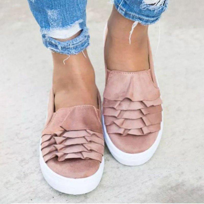 Women Loafers Daily Flat Heel Artificial Suede All Season Ruffles Shoes