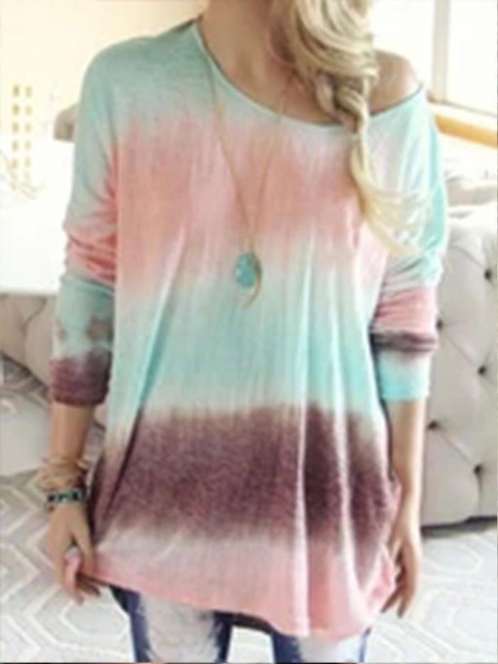 WOMEN CASUAL PATCHWORK COLOR-BLOCK SHIRTS & TOPS