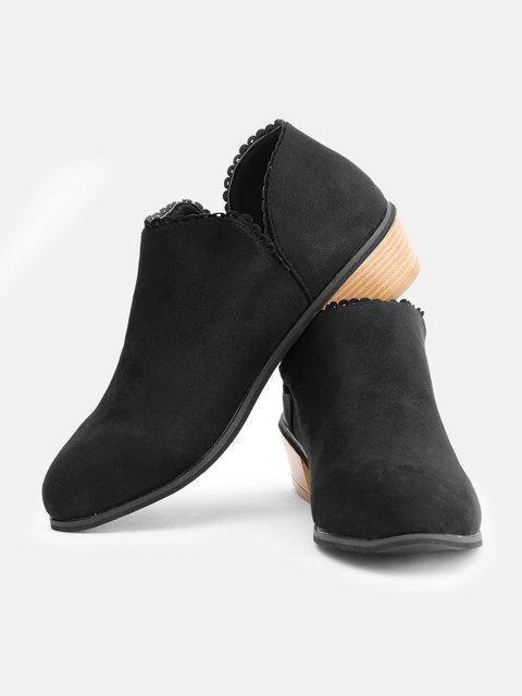 Women Booties Slip On Low Heel Ankle Plus Size Shoes