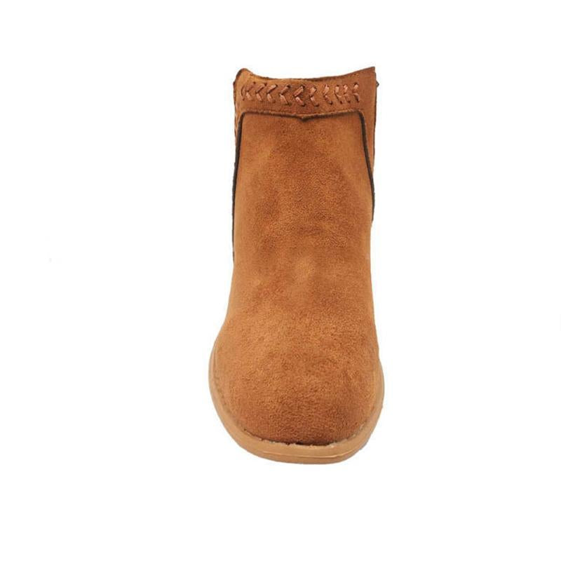 Autumn and winter low square with color matching short tube women's boots