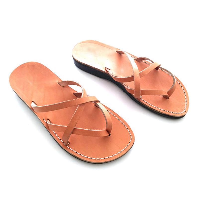 Women Leather Slippers Casual Flip Flops Shoes