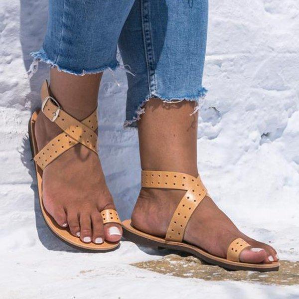 Women Flip PU Buckle Sandals