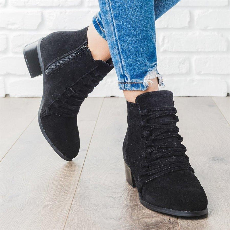 Women Fashion Ankle Boots Faux Suede Zipper Boots